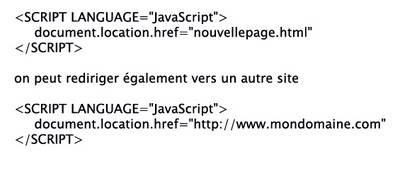 Exemple de redirection JavaScript